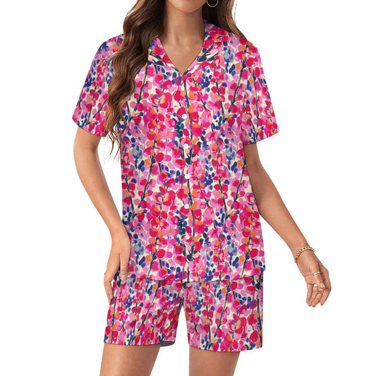 Bright Berry Blossom Women's Short Pajama Set